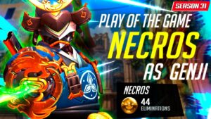 Necros Genji Tryharding in competitive - 44 elims! POTG! [ Overwatch Season 31 Top 500 ]