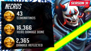 Necros Best Genji Main - 43 elims! POTG! [ Overwatch Season 31 Top 500 ]