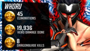 Whoru Korean DPS plays as Genji and Tracer! 45 elims! [ Overwatch Season 31 Top 500 ]