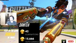 Danteh Pro Tracer in ranked! 42 elims! POTG! [ Overwatch Season 32 Top 500 ]