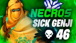 Necros Best Genji gameplay Ever - 46 elims! POTG! [ Overwatch Season 33 Top 500 ]