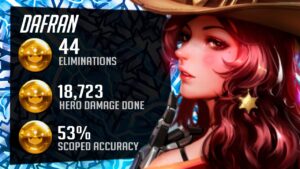 Dafran Pro McCree (Cassidy) and Ashe gameplay! 44 elims! [ Overwatch Season 33 Top 500 ]