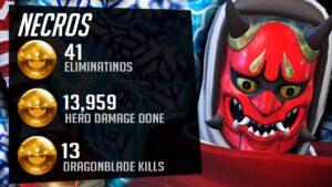 Necros OP Genji Gameplay - 41 elims and POTG! [ Overwatch Season 33 Top 500 ]