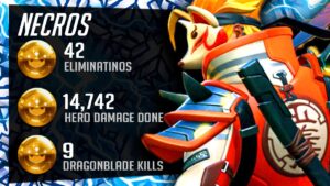 Necros Nano Genji Gameplay - 42 elims! [ Overwatch Season 34 Top 500 ]