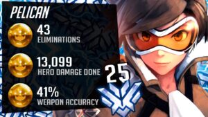 Pelican OP Tracer gameplay - 43 elims! [ Overwatch Season 35 Top 500 ]