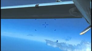 WATCH: Russian plane dumps fuel on US drone over Black Sea